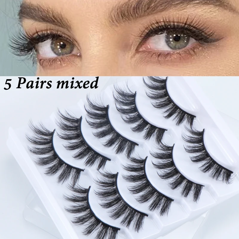 

5 пар, натуральные накладные ресницы из искусственной норки