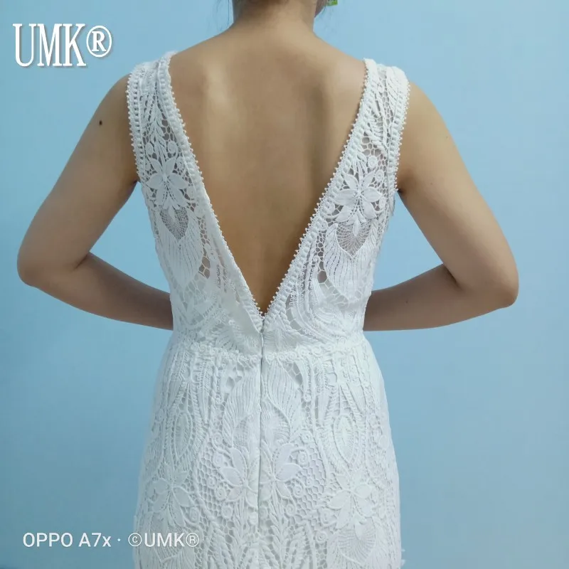 Шикарное свадебное платье UMK в стиле бохо с юбкой годе вязаные кружева