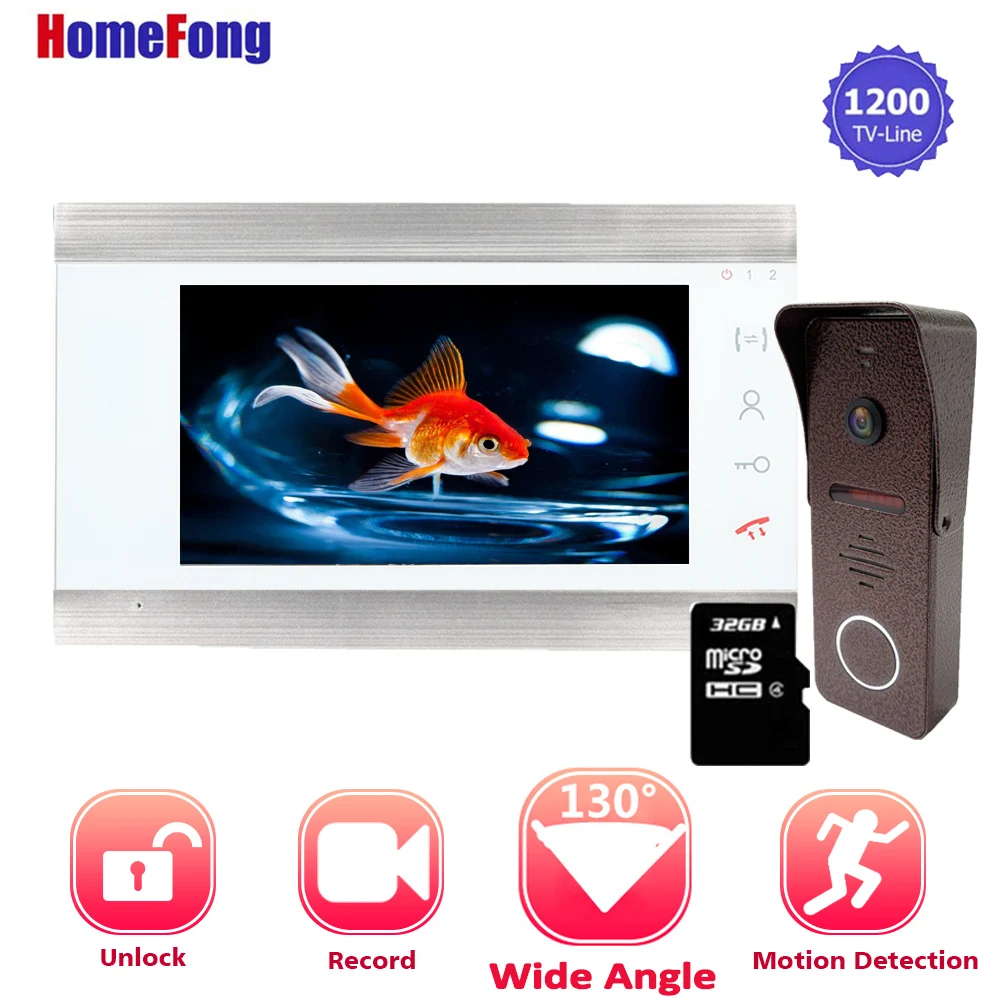 【Upgraded】Homefong 7 дюймов видео телефон двери дверной звонок Домофон Системы