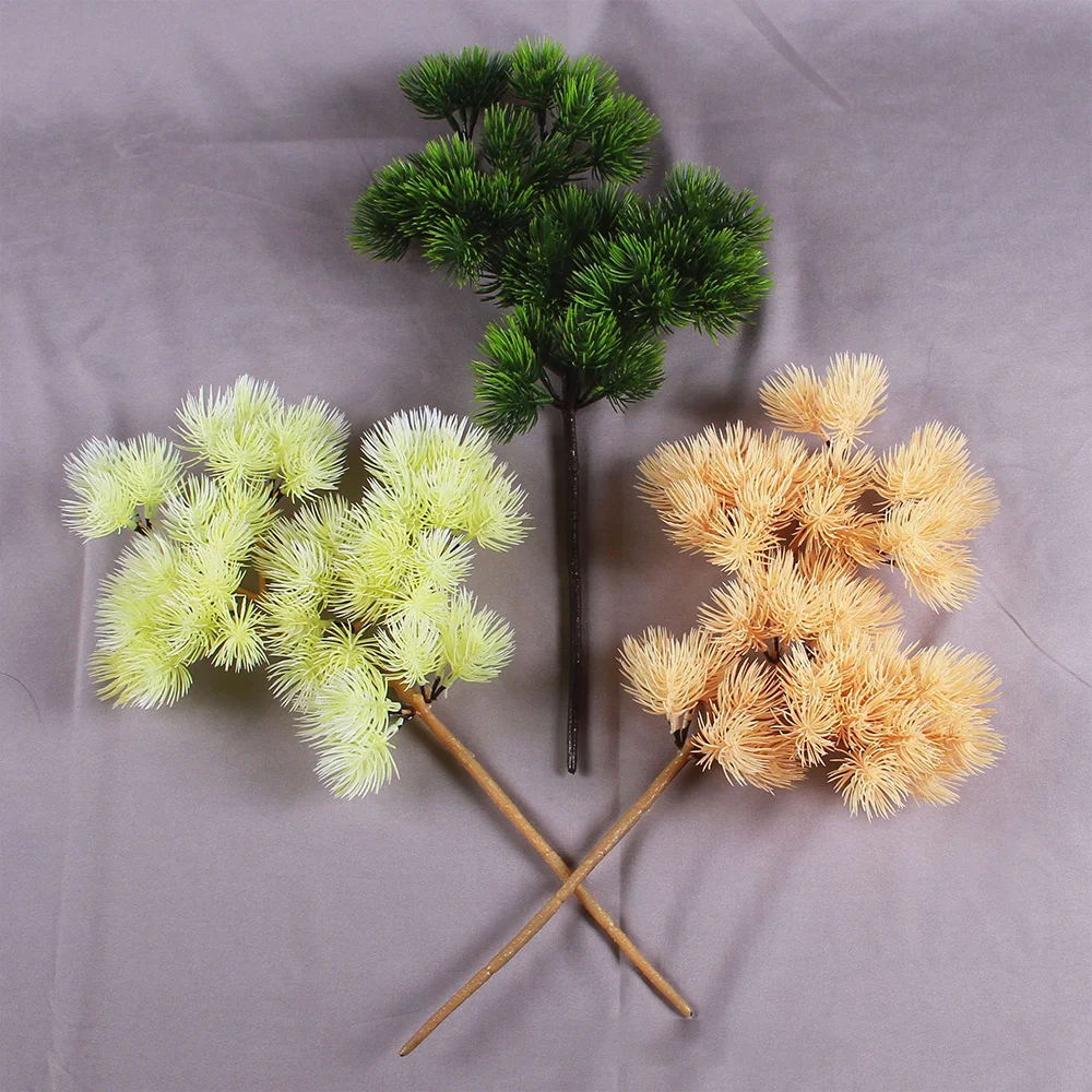 Искусственные зеленые сосновые иглы поддельные растения ветви Cypress осень зелень