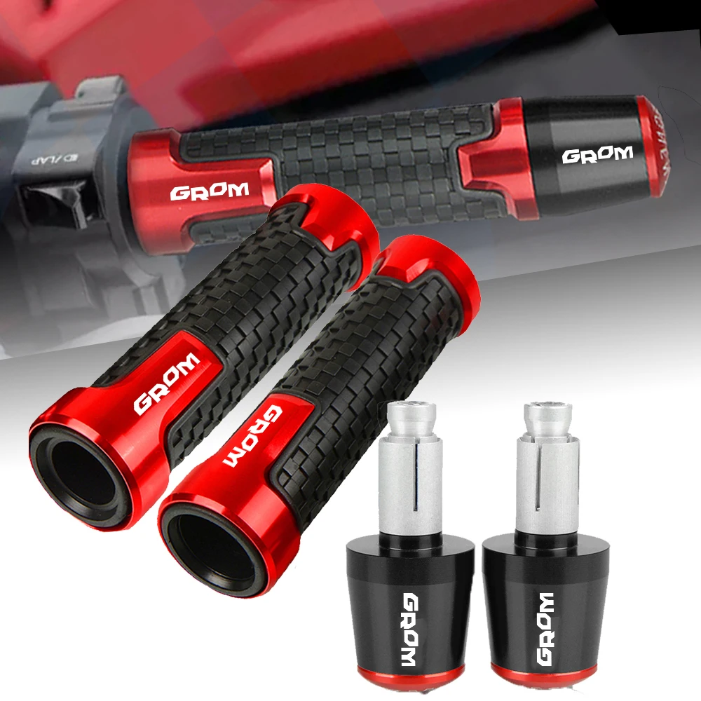 

GROM LOGO Motorcycle CNC Aluminum Accessories For HONDA GROM 2014-2017 2016 2015 G R O M HAND BAR Handlebar Handles Grips Ends