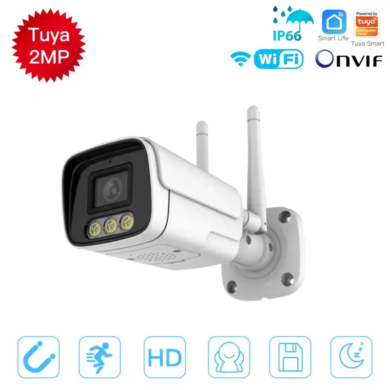 

Smart Camera Tuya WIFI Smart 2MP 1080P Full HD Security Camera Infrared Night IP66 Weatherproof Surveillance Remote Control