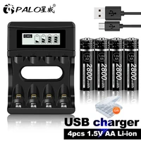 4 24pcs 1 5v aa lithium battery li ion aa rechargeable battery stable voltage 1 5v li ion battery and 1 5v battery charger