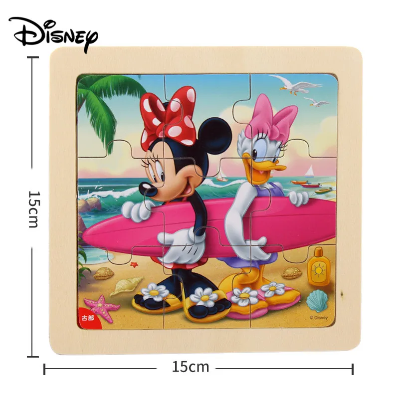 Деревянная игрушка Disney пазл Микки/принцессы 9 деревянных пазлов Детские пазлы 2-3-4