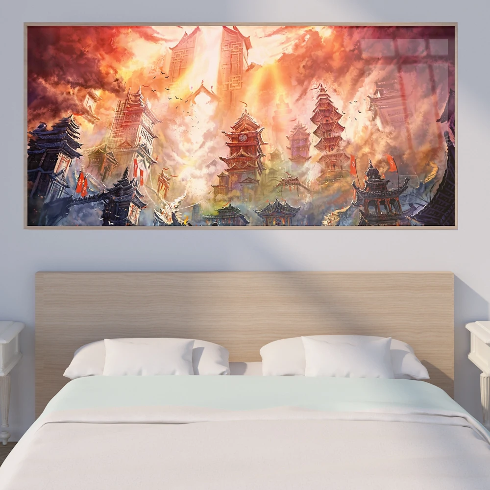 

Abstract oil painting animation poster art canvas painting smoke city living room corridor office study home decoration mural