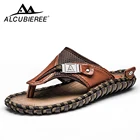 Шлепанцы мужские из натуральной кожи, пляжные сандалии, повседневная обувь, роскошные, летние, большие размеры 48, 2018