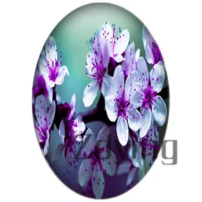 5 шт. овальный стеклянный кабошон с фото лавандовые цветы плоской задней основой