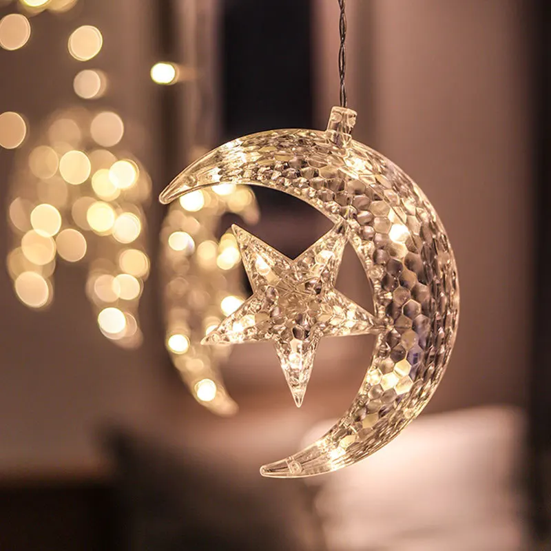 С изображением Луны и звезд Светодиодные ленты светильник Шторы