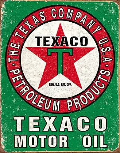 

Wall Decor |Texaco Motor Oil | 8 x 12 in |Decorative Plaque Poster for Home Bar Room Garage Decor | Vintage Retro Man Cave Style