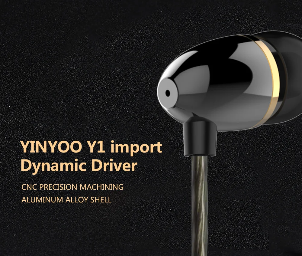 AK Yinyoo Y1 наушники-вкладыши с динамическим приводом HiFi бас наушники с посеребренным кабелем Спортивная гарнитура с головным штекером Yinyoo ASH/V2/D2B4