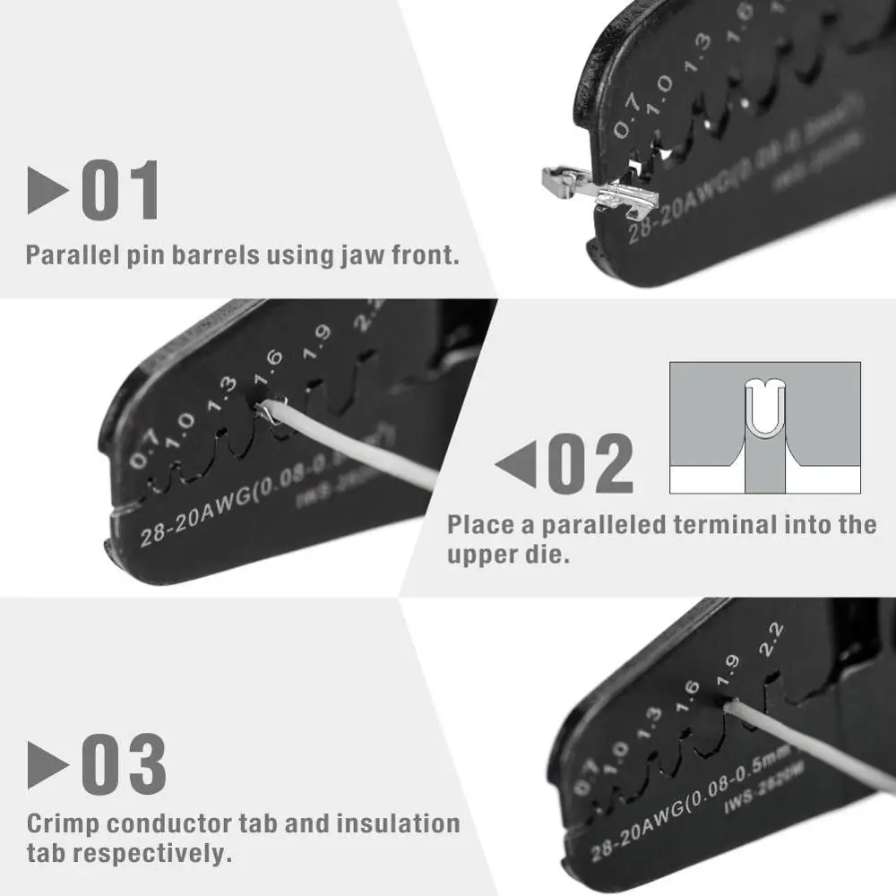 Фотообжимные мини-инструменты с открытым цилиндром для варенья 28-20AWG Molex Tyco JST