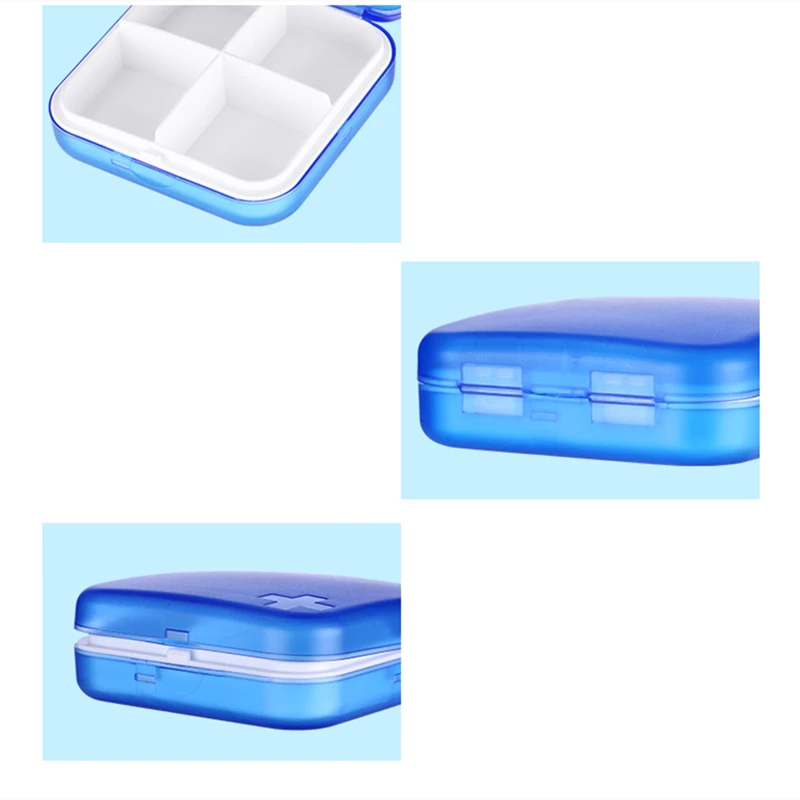 Пластиковый прозрачный дорожный органайзер для таблеток с 4 отделениями|Коробки