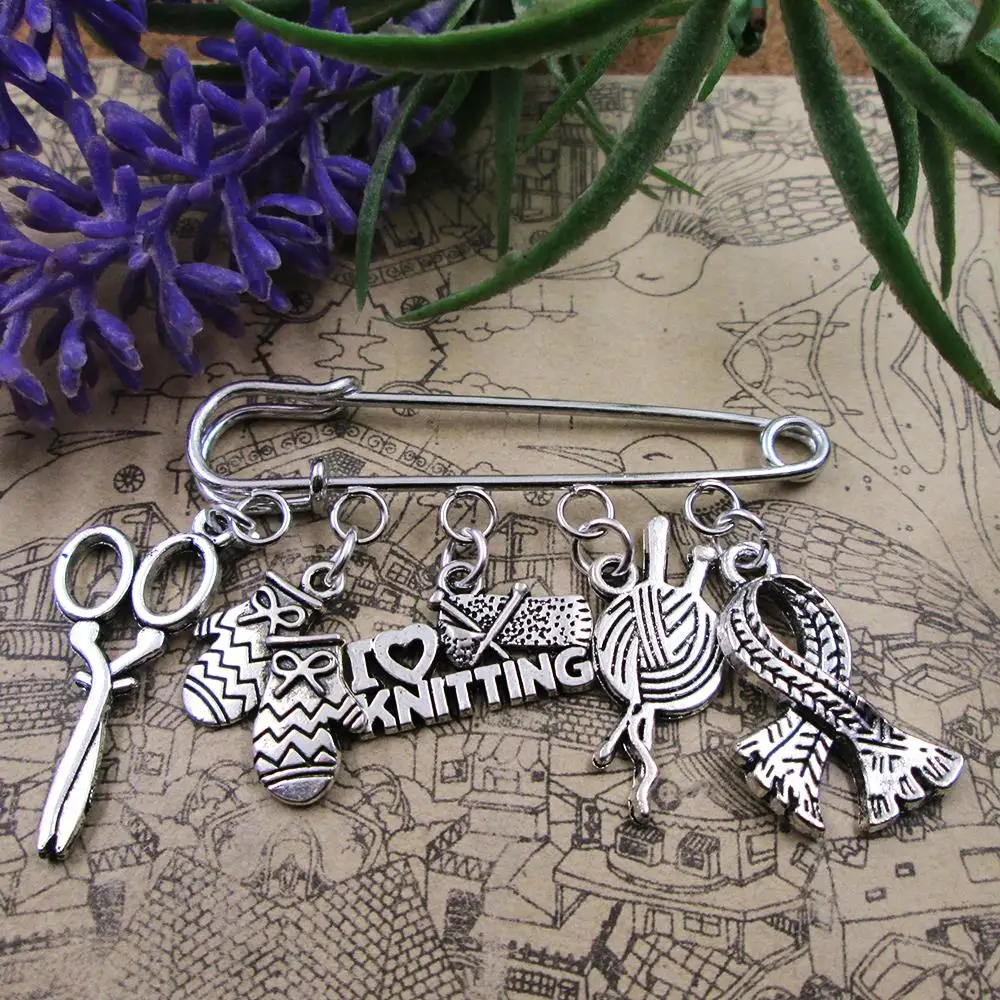 Я люблю вязать вязаный тема посеребренные амулет брошь подарок на день рождения |