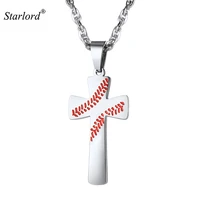 starlord 316l stainless steel baseball design cross pendant necklace for men women 22 24 adjustable psp4294