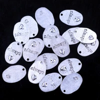 10pcs pendants always love heart charms breloque silver tone oval jewelry diy making finding 24x18mm