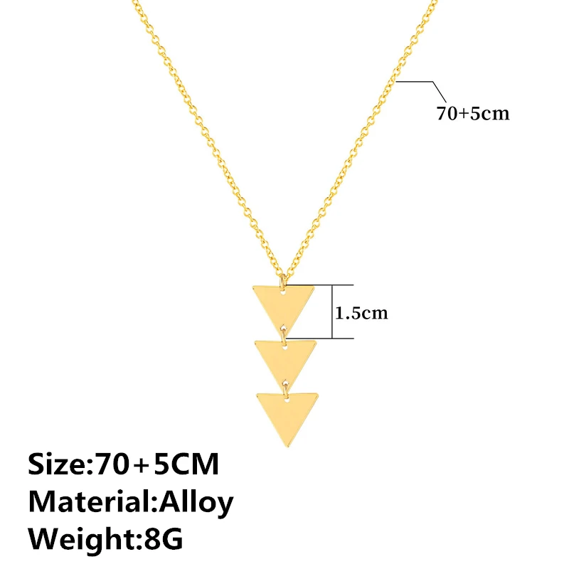 Bohemian New Design Multilayer Alloy Geometric Goth Triangle Gold Silver Color Chocker Pendant Long Necklace For Women | Украшения и