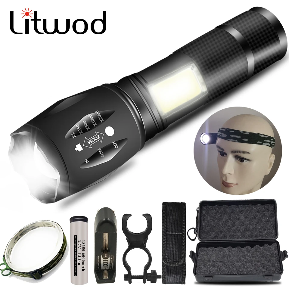 Светодиодный фонарик с зумом ударопрочные жесткие лампочки 18650 аккумулятор