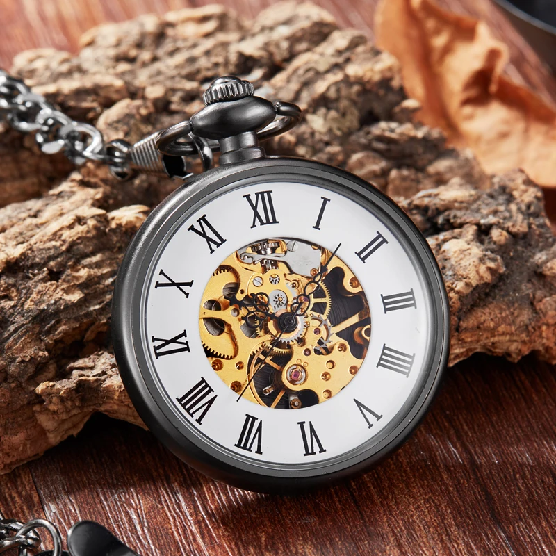 Антикварные винтажные часы ожерелье стимпанк Скелет Механические карманные с