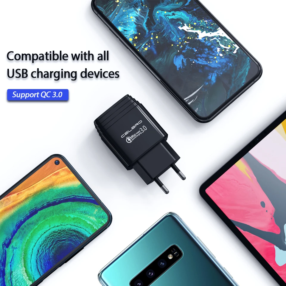 Портативный 18 Вт QC 3 0 Быстрая зарядка Usb зарядное устройство для телефона EU US Plug