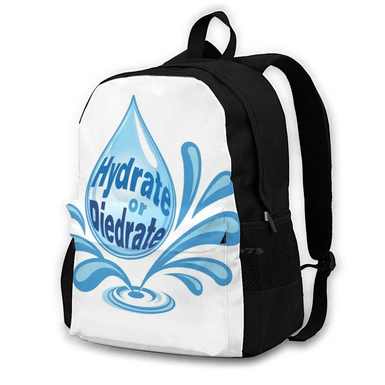 Hydrate Or Diedrate Stay Hydrated Water H2O Flask Bottle Die-Drate Teen College Student Backpack Laptop Travel Bags Hydration