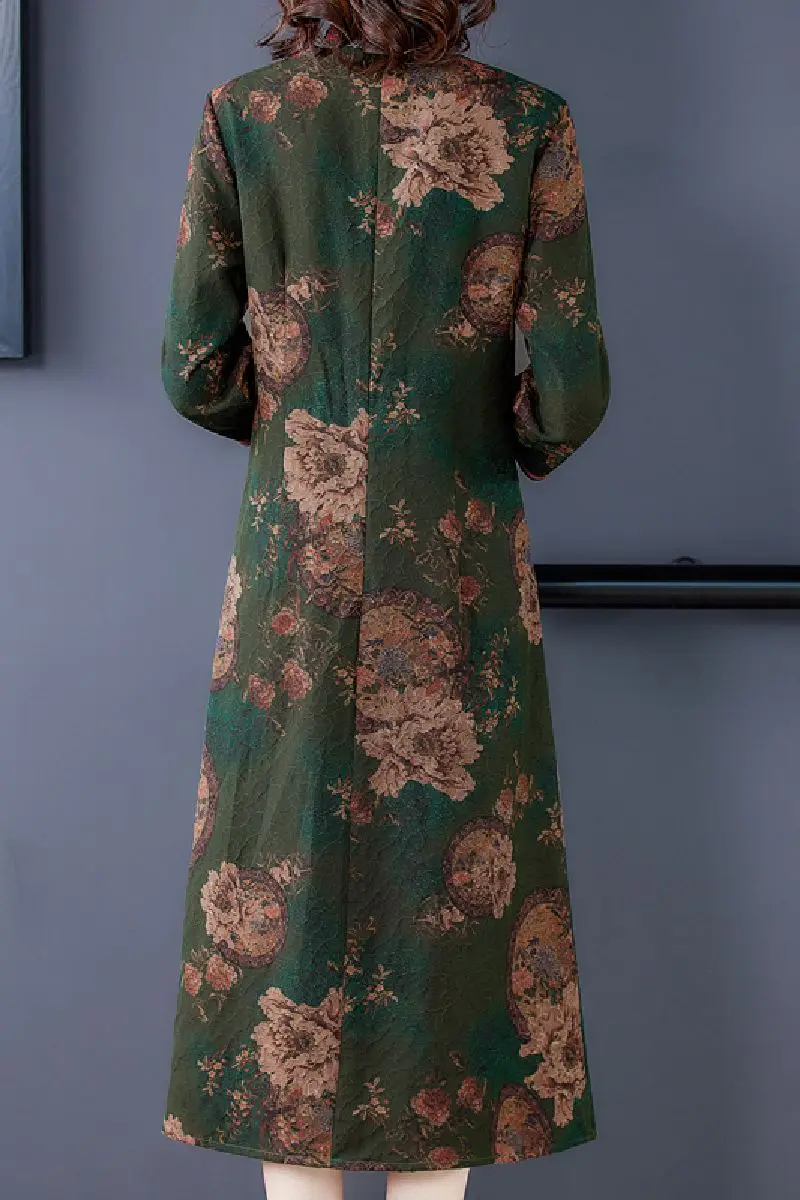 

COIGARSAM 4XL Plus Size Full Sleeve Women dress New Dresses Red Green 5301