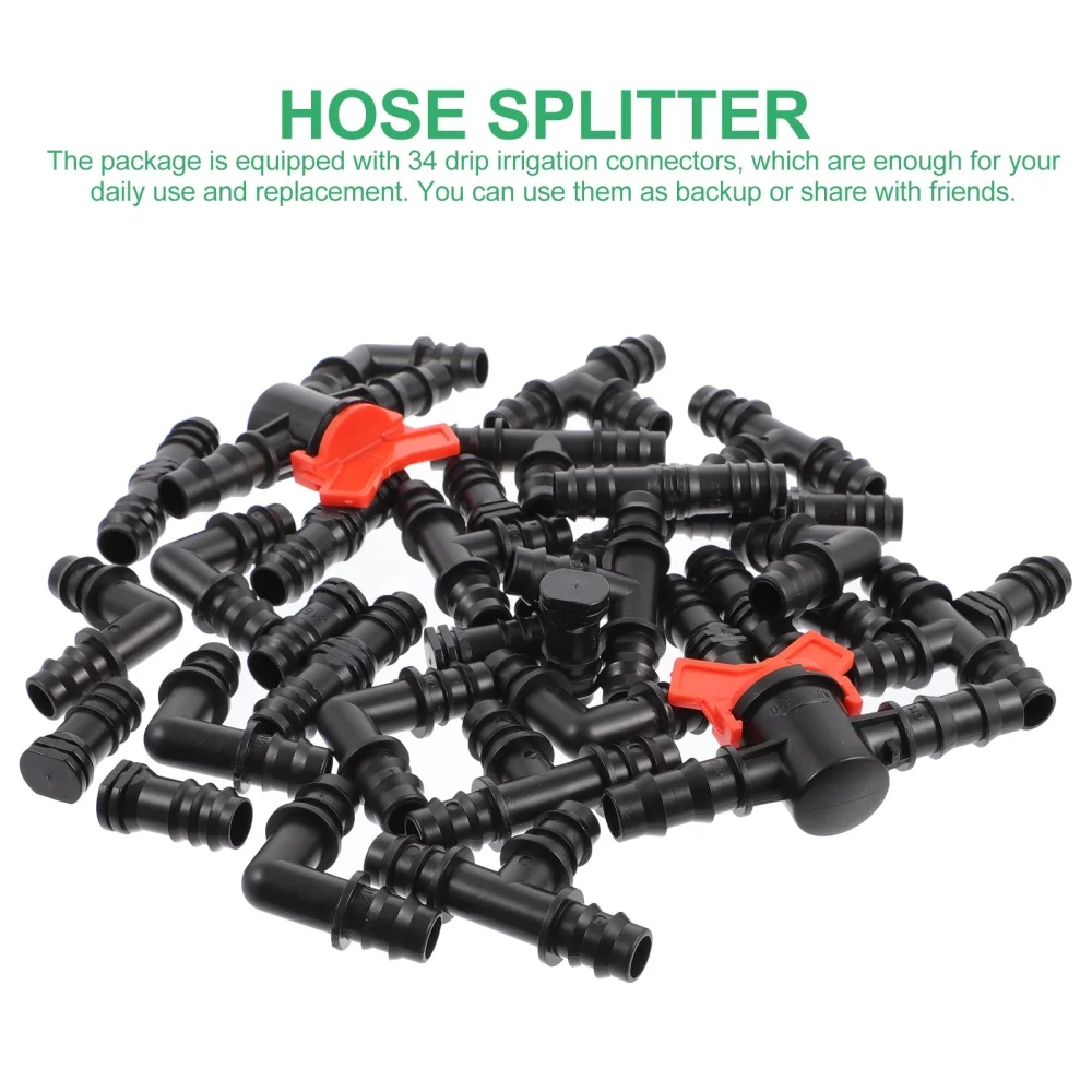 

34pcs Drip Irrigation Fittings Connector Garden Lawn Hoses Barbed Connectors