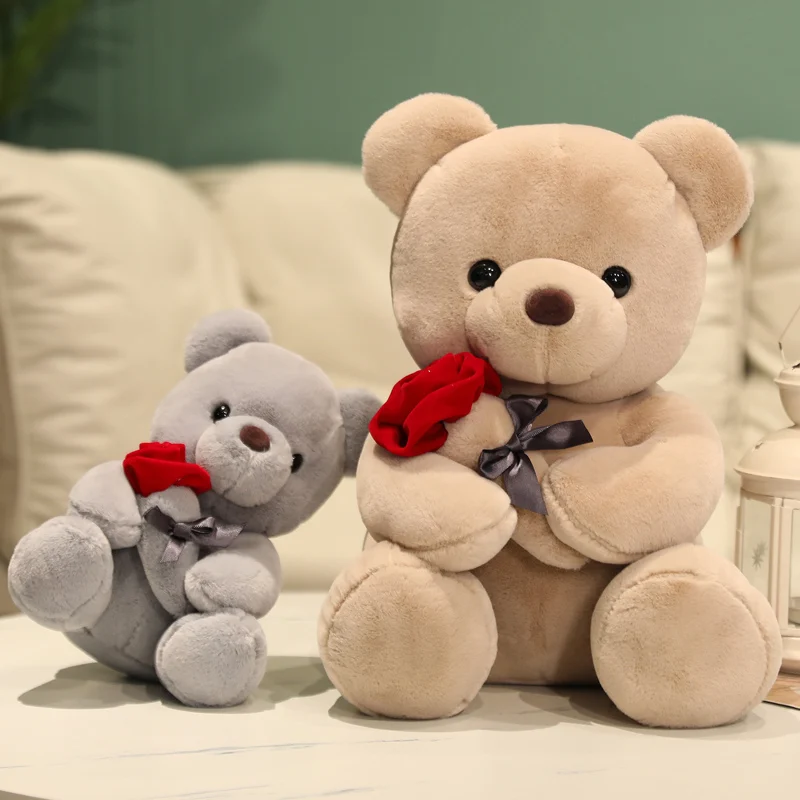 

25/35/45cm High Quality Cartoon Teddy Bear Plush Toys Stuffed Plush Animals Bear Hold Rose Doll Lovely Romantic Birthday Gift