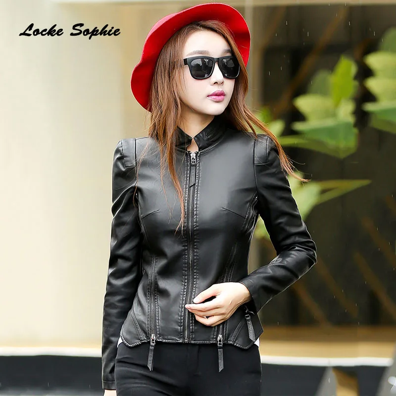 1pcs Women Plus size short jacket coats 2020 Autumn faux fur PU Leather zipper Splicing Jacket ladies Skinny locomotive | Женская одежда