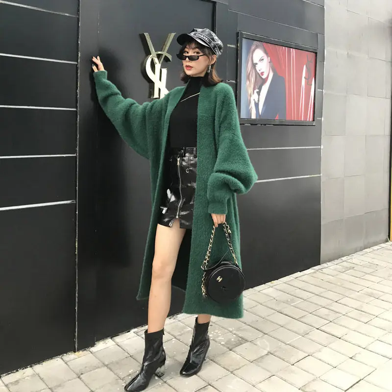 Корейский жакет из искусственного меха норки свитер осенне зимняя новая Толстая