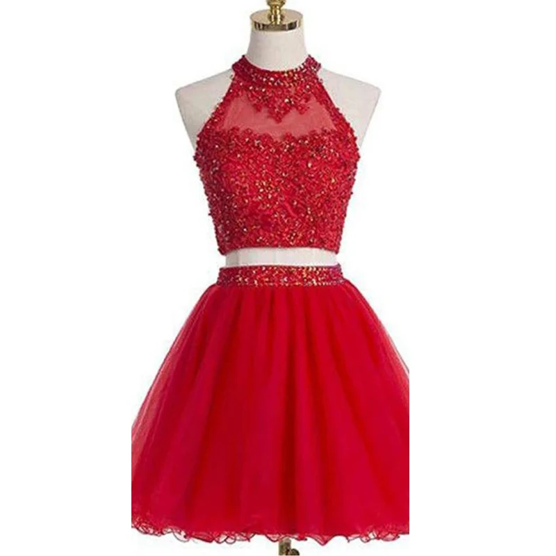 Платье для выпускного вечера Freshman красное ТРАПЕЦИЕВИДНОЕ без рукавов с лямкой на