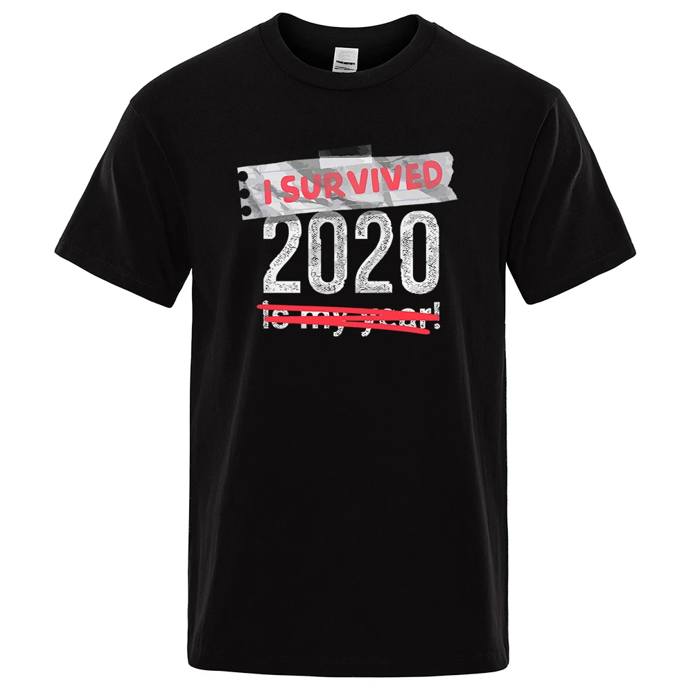 

Harajuku Hip Hop Streetwear I Survived Printed Tshirt Men 2021 Summer New Casual Brand Short Sleeve