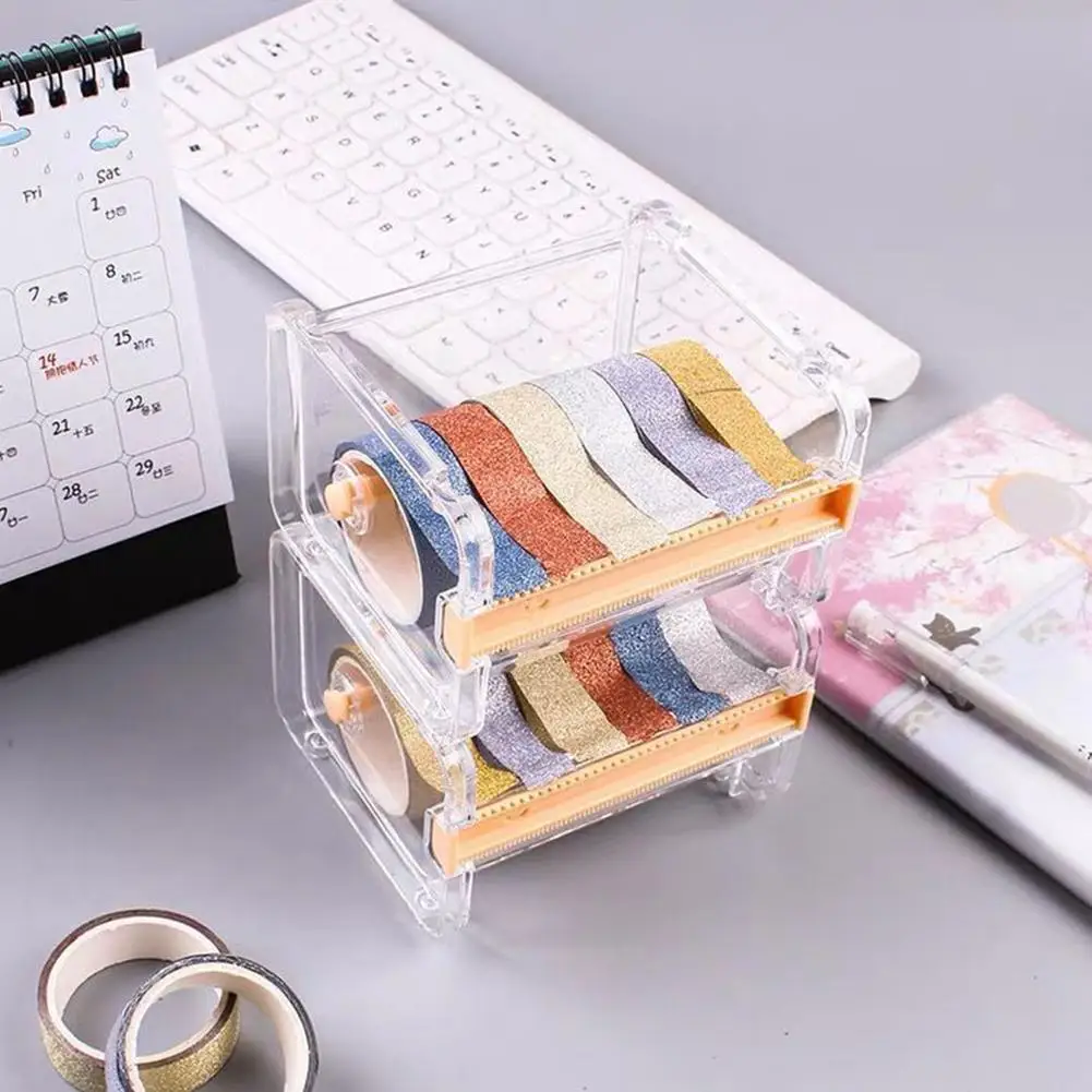 

Tape Cutter Mini Tape Machine Tape Cutter Office Holder Transparent Student Stationery Box Storage Tape Dispenser T9m6