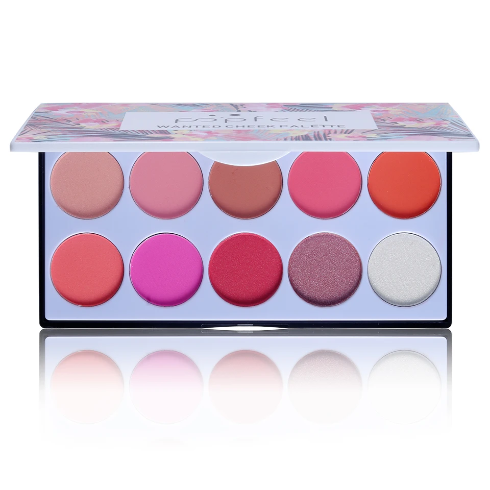 POPFEEL 10 цветов матовые румяна палитра + кисть для лица макияж тональный крем