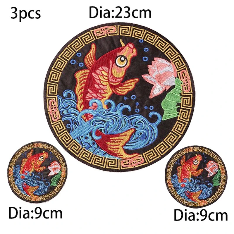 Китайский стиль феникс бабочка вышитые патчи пришить круглый цветок аппликации