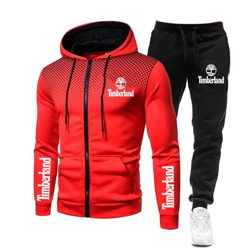 

Solid color printed men's sportswear suit patchwork zipper sportswear men's spring casual Hooded Sweatshirt Hoodie 2pc + pants j