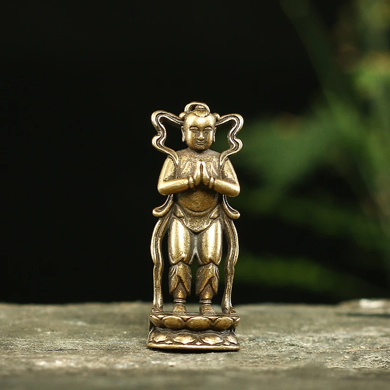 Чистая медь счастливый мальчик девочка Будда статуи орнамент брелок Подвески