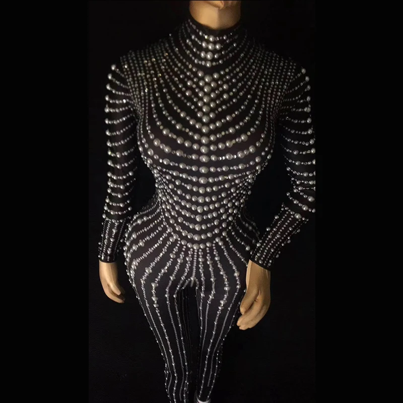 

Пикантные блестящие стразы комбинезон сверкающий со стразами и жемчугом Обувь для ночного клуба вечерние певица этап одежда Комбинезоны ж...