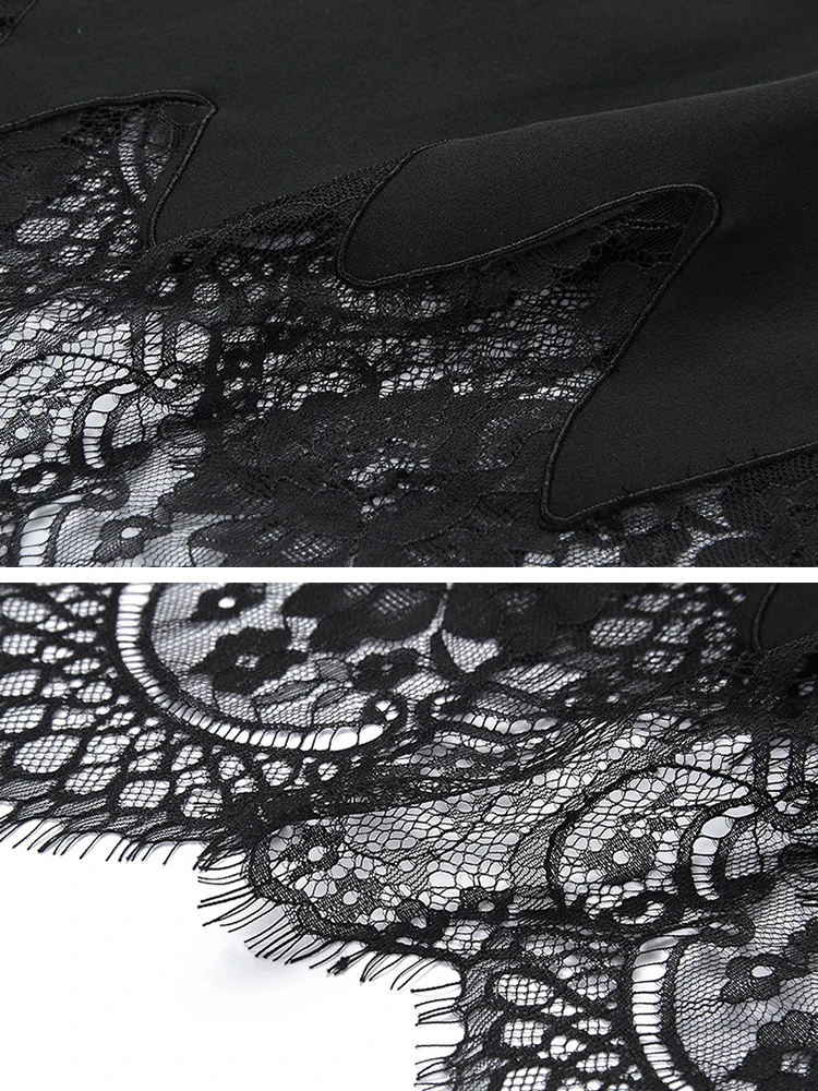 

Tightness heavy craft stitching lace suit collar summer women's irregular dress 2021New ladies autumn temperament swing dress XL