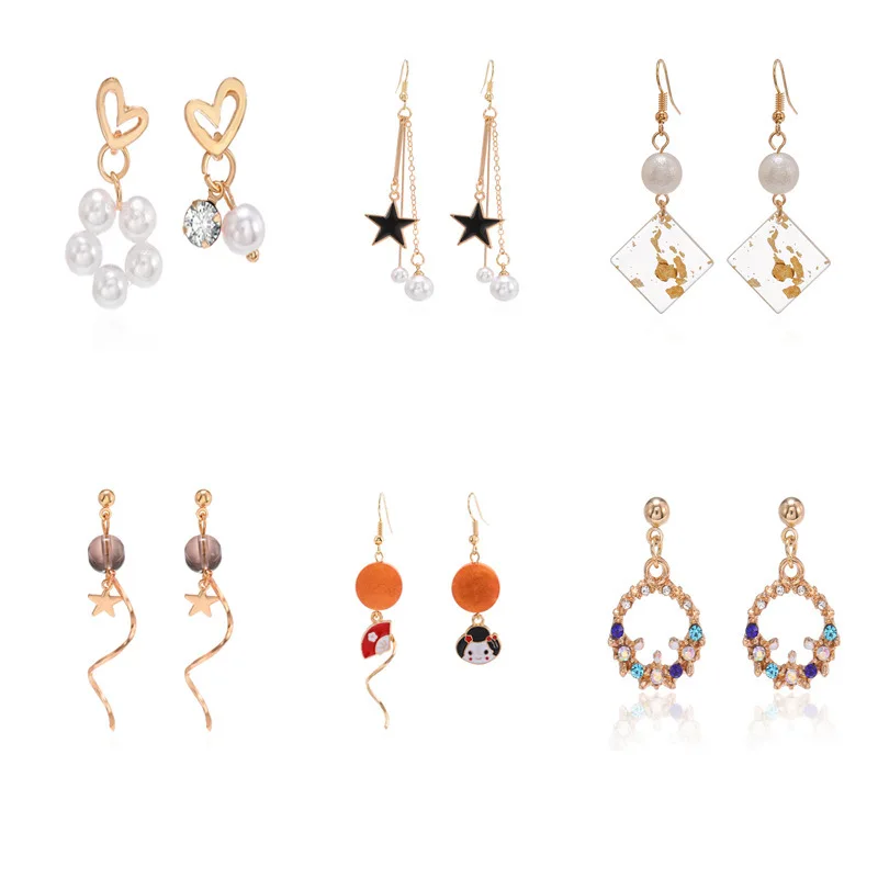 Серьги с жемчужинами в виде звезды длинные милые серьги-клипсы кисточками