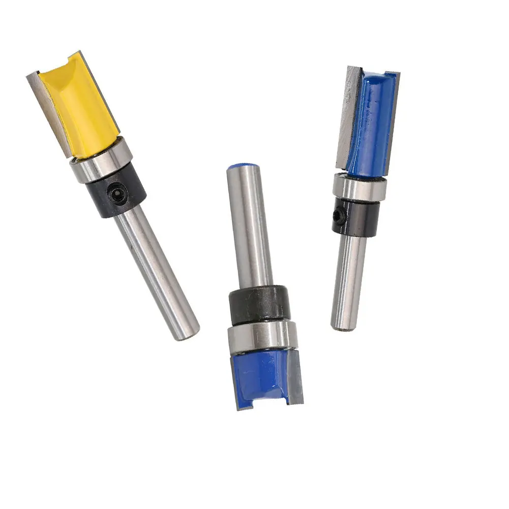 

3PCS Flush Trim Router Bits Top Bearing Router Bit 1/4 Inch Shank Straight Pattern Template Router Bit Wood Milling Cutter Tool