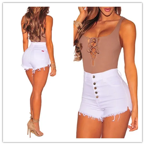 Летние пикантные джинсовые пляжные брюки с высокой талией женские студенческие