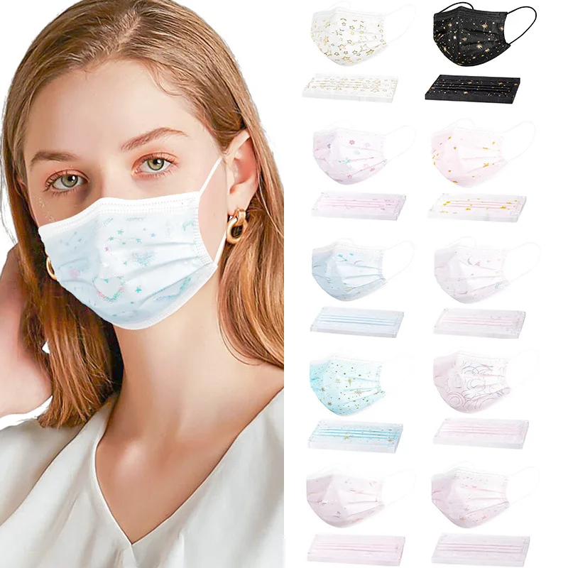 

10/50/100pcs Mask Disposable 4ply Filter Non Woven Breathable Fashion Net Gauze Color Earloop Adult Mouth Face Masks Mascarillas