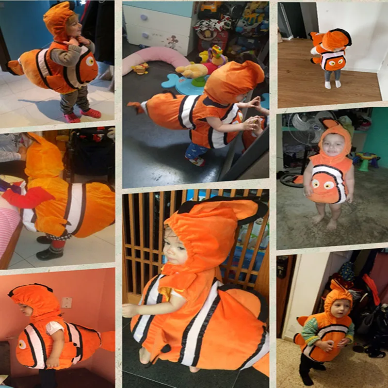 3-10Y Children's Halloween Nemo Cosplay Hooded Costume Anime Finding Heroes Adventure Party Jumpsuit |