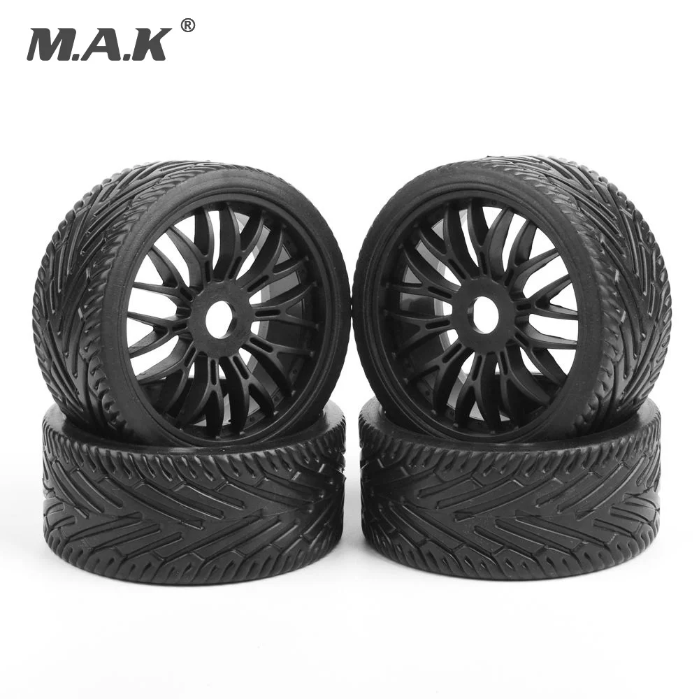 

Набор из 4 шт. шин и ободов, 17 мм шестигранные плоские внедорожные шины, обода, подходят для 1/8 HPI HSP traxxas багги RC автозапчасти, аксессуары