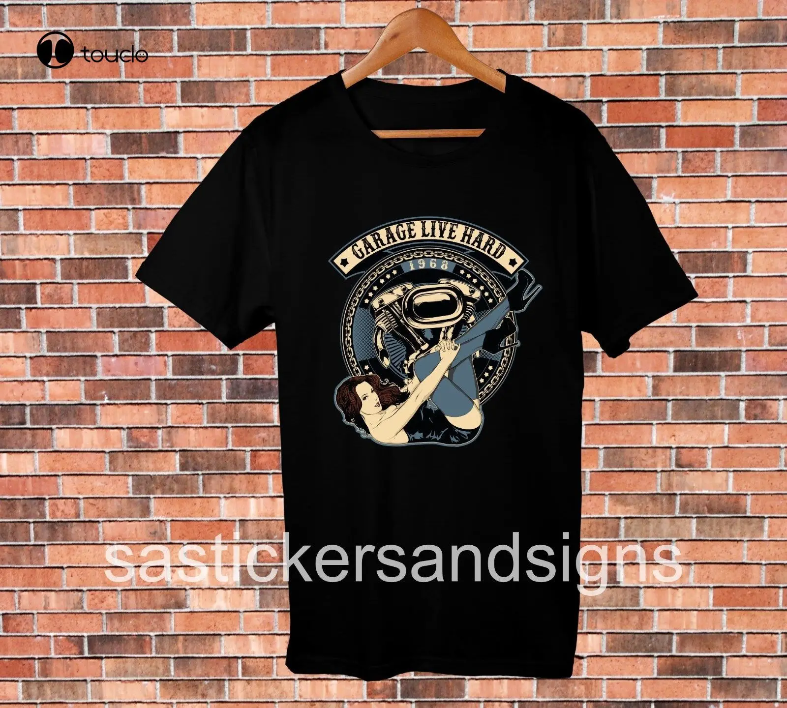 

New Casual Cool Tee Shirt Quality 100% Cotton Funny Classic Cool Retro T-Shirt Gararge Live Hard Motocycle Hot Sale T-Shirt