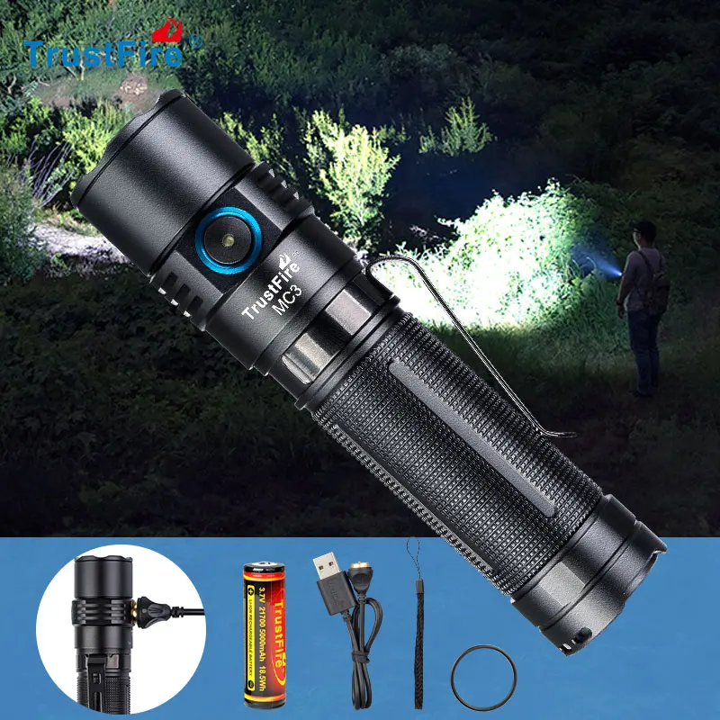 Светодиодный фонарик TrustFire MC3 EDC магнитный с зарядкой от USB 2500 люмен CREE XHP50