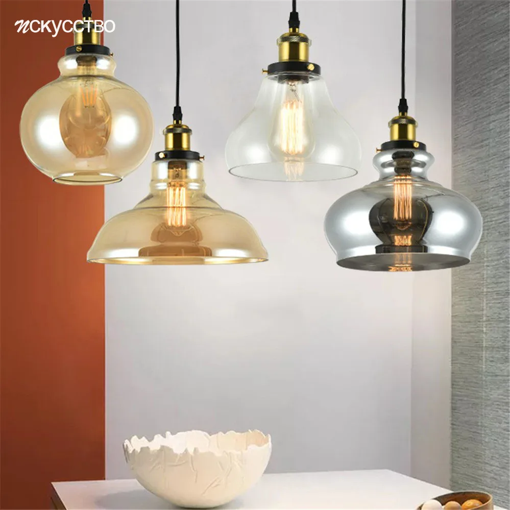 Americano de Vidro Lâmpada da Sala Manchado Gourd Bolha Luzes Pingente Café Loja Bar Jantar Luminária Suspensão Industrial Led
