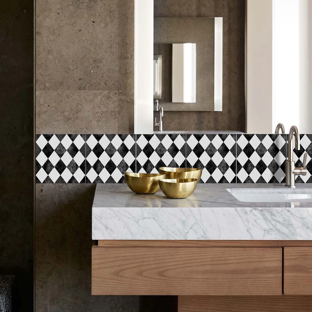 Черно-белые сетки плитки наклейки водонепроницаемый самоклеющиеся обои стикер