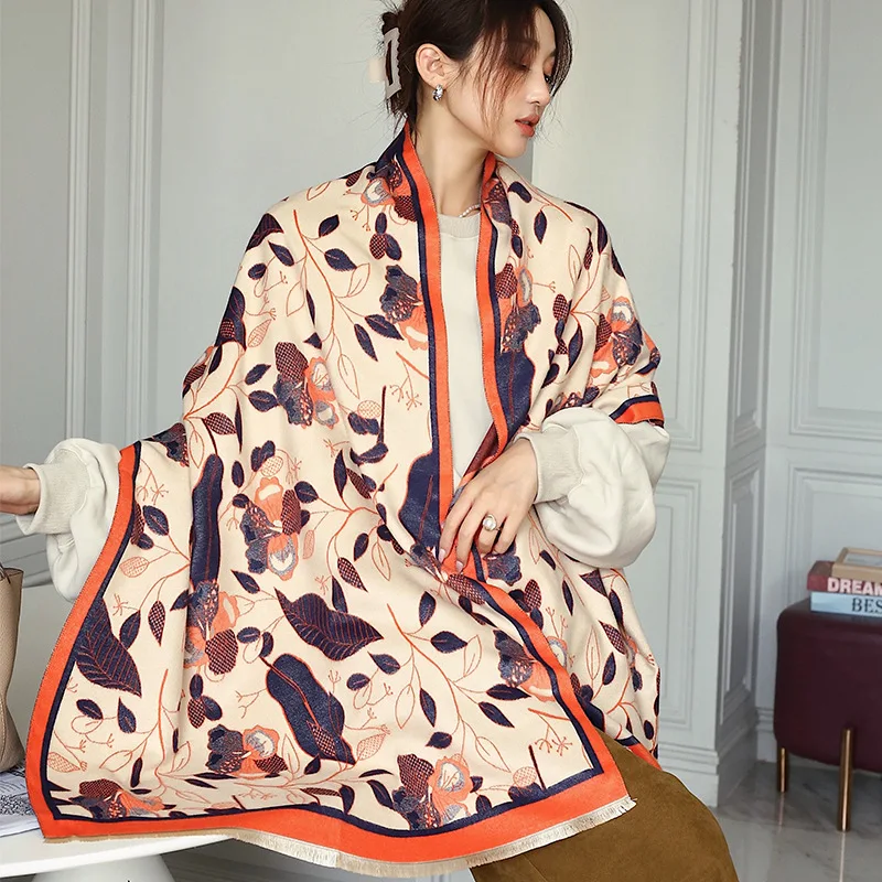 

2021 женская зимняя модная искусственная кашемировая Пашмина, большая Двусторонняя Толстая теплая шаль, пледы