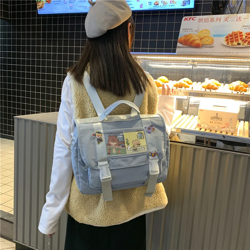 

Ita Clear Harajuku Backpacks Badge School Bags for Teenage Girls Preppy Satchels Tote Waterproof College Book Messenger Bag 2021